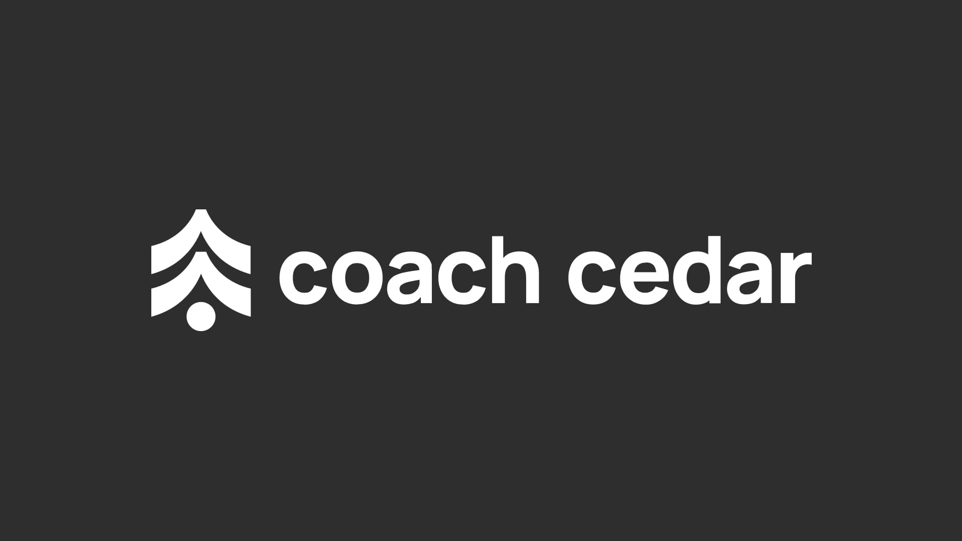 Final Coach Cedar logo, horizontal, in white on charcoal.